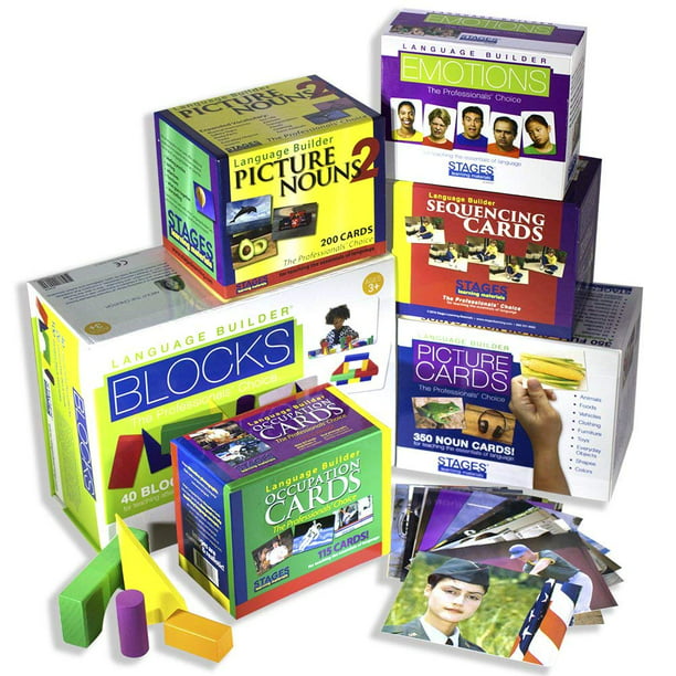 Stages Learning Materials Language Builder Picture Noun Flash Cards Photo  Vocabulary Autism Learning Products, ABA Therapy 6 Boxes, 980 Cards, Blocks