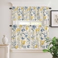 thumbnail image 2 of 3 Piece Kitchen Curtains and Valances Set Yellow Blue Flowers Cafe Curtains 36 Inch Length Watercolor Botanical Floral Plants Valance & Tier Curtain for Living Room Bedroom Window 54"x18"+27"x36"*2, 2 of 6