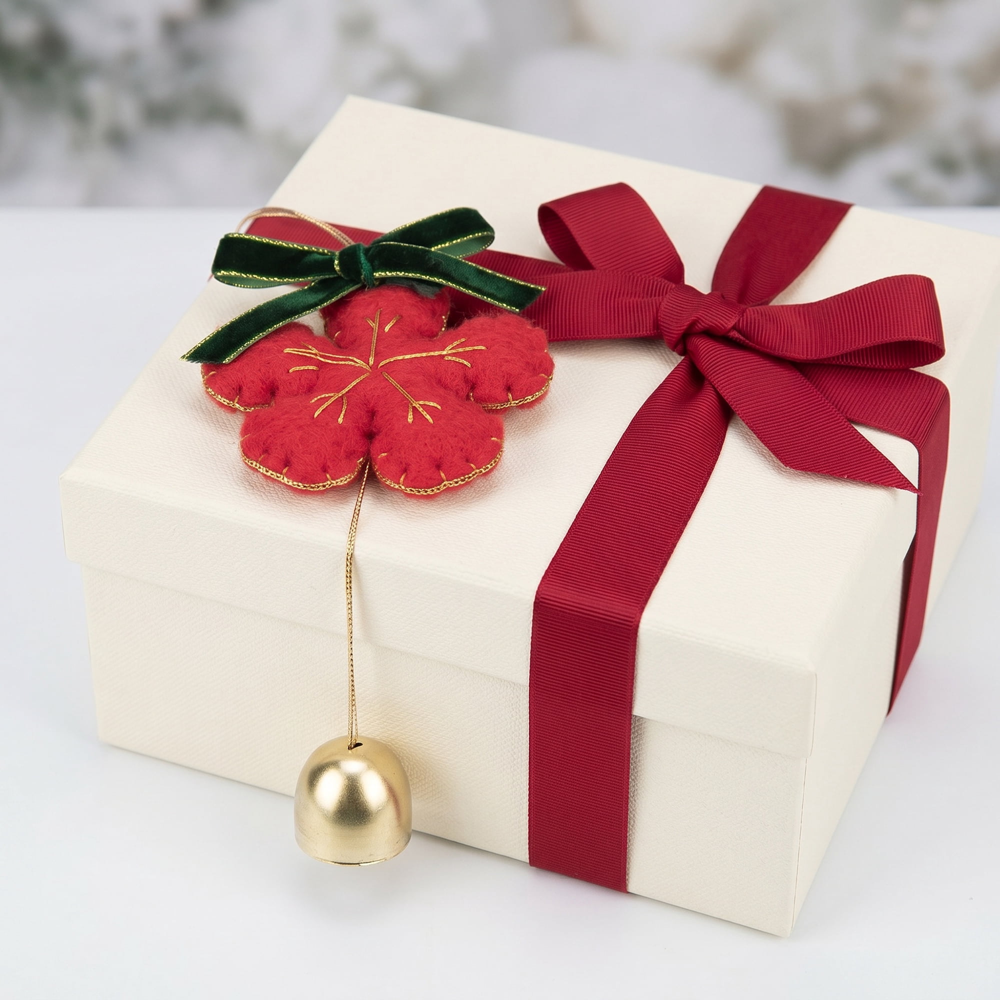 Unique Bargains 2Pcs Protection Velvet Hanging Metal Bells Copper Red Flower Decor 3.5"L x 0.8"W x 6.3"H