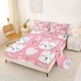 thumbnail image 2 of Manfei Kawaii Pet Queen Sheets, Boho Spring Flower Queen Sheet Sets, Pink White, 4pcs, 1 Flat Sheet, 1 Fitted Sheet and 2 Pillowcases, 2 of 6