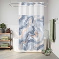thumbnail image 6 of No Hook Shower Curtain with Built-in Rings - Gray Slate Blue Washable Waterproof Fabric Bathroom Curtains for Hotel,Rentals, Stall 54 X 78 Inch , Abstract Marble Textured, 6 of 9