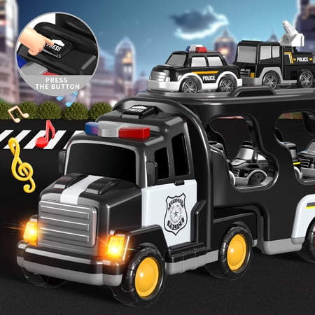 LUCKY DOUG POLICE TRUCK TOYS FOR 2-6 YEARS OLD BOYS, TODDLERS BOYS TOYS, POLICE CAR TOYS, GIFTS FOR BOYS AGES 2+