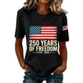 thumbnail image 2 of Only Moment USA Holiday Shirts Crew Neck Short Sleeve Women's Cotton and Linen Independence Day American Flag Floral Print Shirt Black,XL, 2 of 5