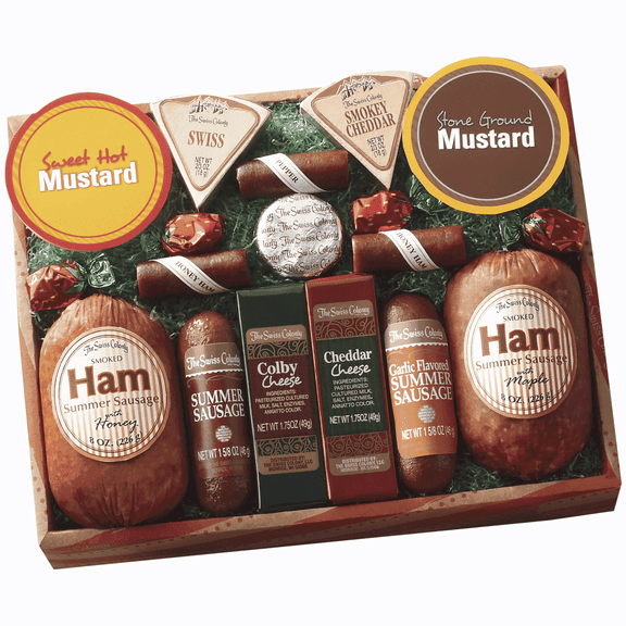 The Swiss Colony 14 Country Favorites Gift Box with Meats, Cheeses, Mustards & Candies, 1 lb. 13.75 oz