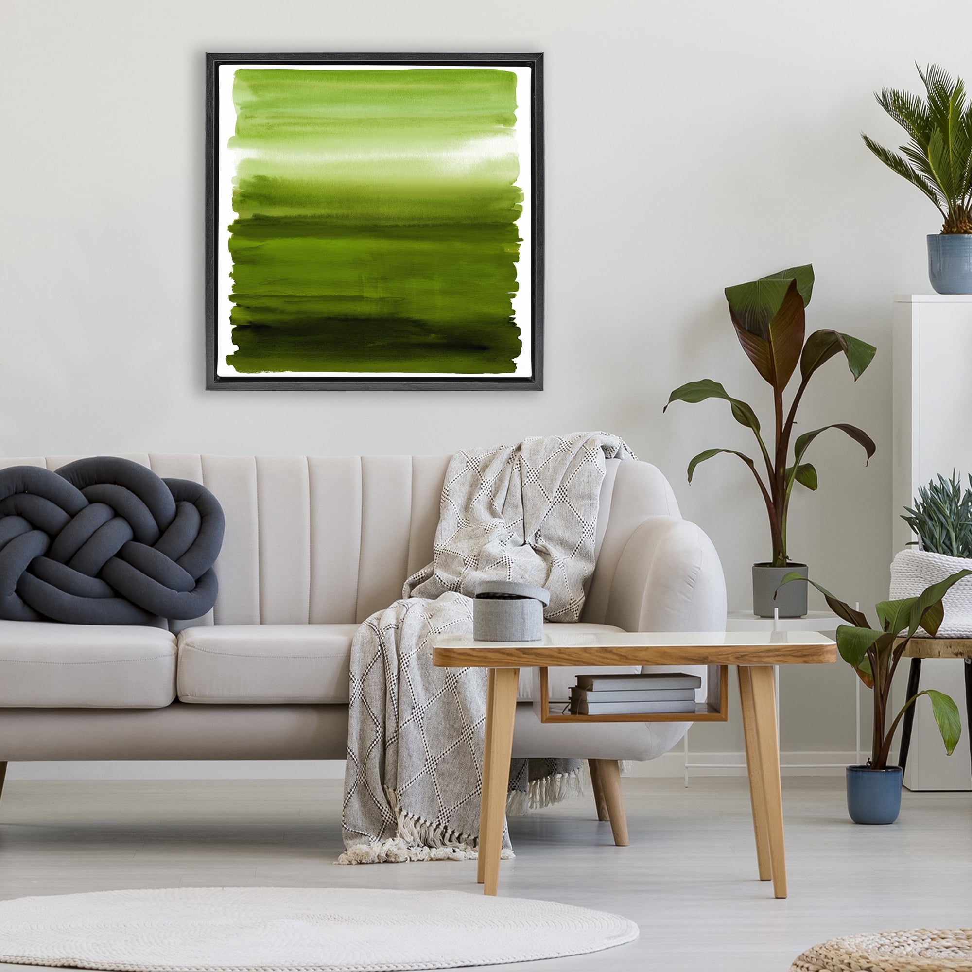 Stupell Industries Earthy Green Ombre Black Framed Floater Canvas Wall Art, design by Allie Corbin