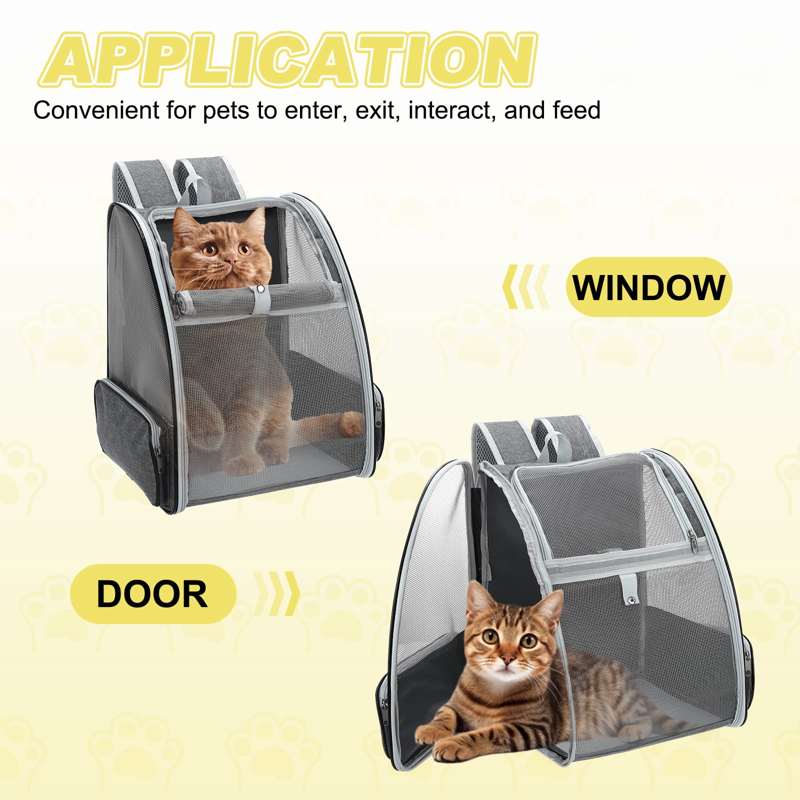 Uxcell Cat Backpack Carrier, Ventilation Mesh, Breathable Dog Carrier Backpack Pet Carrying Case (Gray) for Cats or Small Dogs Puppies, Intended for Hiking / Camping / Traveling