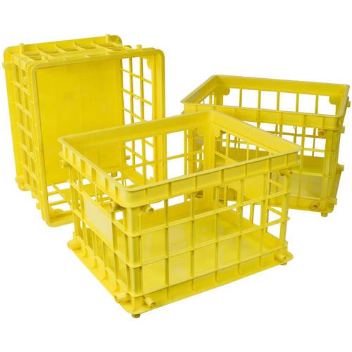 Storex Standard File Crate, Fits Letter and Legal Folders, Yellow, 3