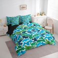 thumbnail image 3 of jejeloiu Colorful Camo Camouflage 7pcs Bedding Comforter Set,Rustic Farmhouse Hunting Queen Bedding Sets,Green Blue Queen Sheet Sets For Adults,Super Cozy Room Decor Reversible, 3 of 8