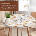 thumbnail image 5 of Vintage Butterflies Round Fitted Table Cover Flowers Plant Floral Leaves Farmhouse Waterproof Table Cloth with Elastic Edge Wipeable Tablecloth for Picnic Camping Party Fits 36"-44" Diameter, 5 of 8