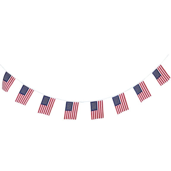 American Flag Bunting Banner, 18 Feet Patriotic USA Pleated Fan Flag String Garland Hanging Decoration for 4th of July, Memorial Day, Veterans Day Outdoor Party Porch