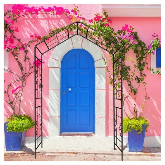 Metal Garden Arch 56.3'' x 94.5'' Rose Arbor Climbing Plants Trellis Outdoor Black Black   Garden & Outdoor   Iron