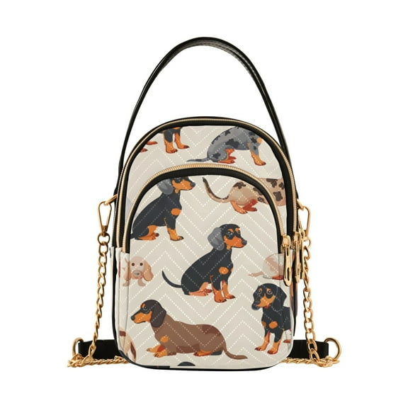 joogoo Women Cute Dachshund Dog Chain Crossbody Bags Shoulder Handbag Phone Purse