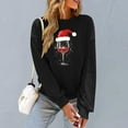 thumbnail image 5 of Xdegoge Christmas Sweatshirt Women Crew Neck Long Sleeve Tops Xmas Wine Glass Graphic Shirts Loose Fit Festive Tops for Women Christmas Sweater for Women, Black 3XL, 5 of 6