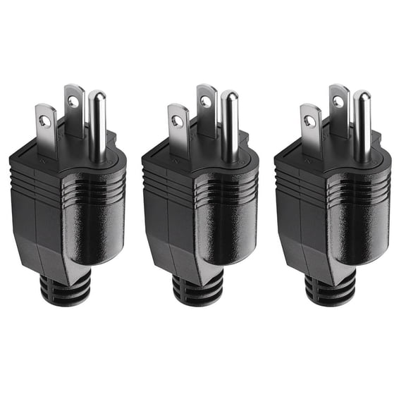 APPLAYERR 3 Pcs 3 Prong Male Plug Black ABS Plastic 15A 125V Abrasion Resistant for Home RV Outdoor Electrical Wire Plug Replacement Work