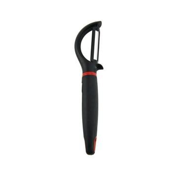 Farberware 1.6 in x 7.65 in Soft Grip Ceramic Blade Peeler Black with Red Accents