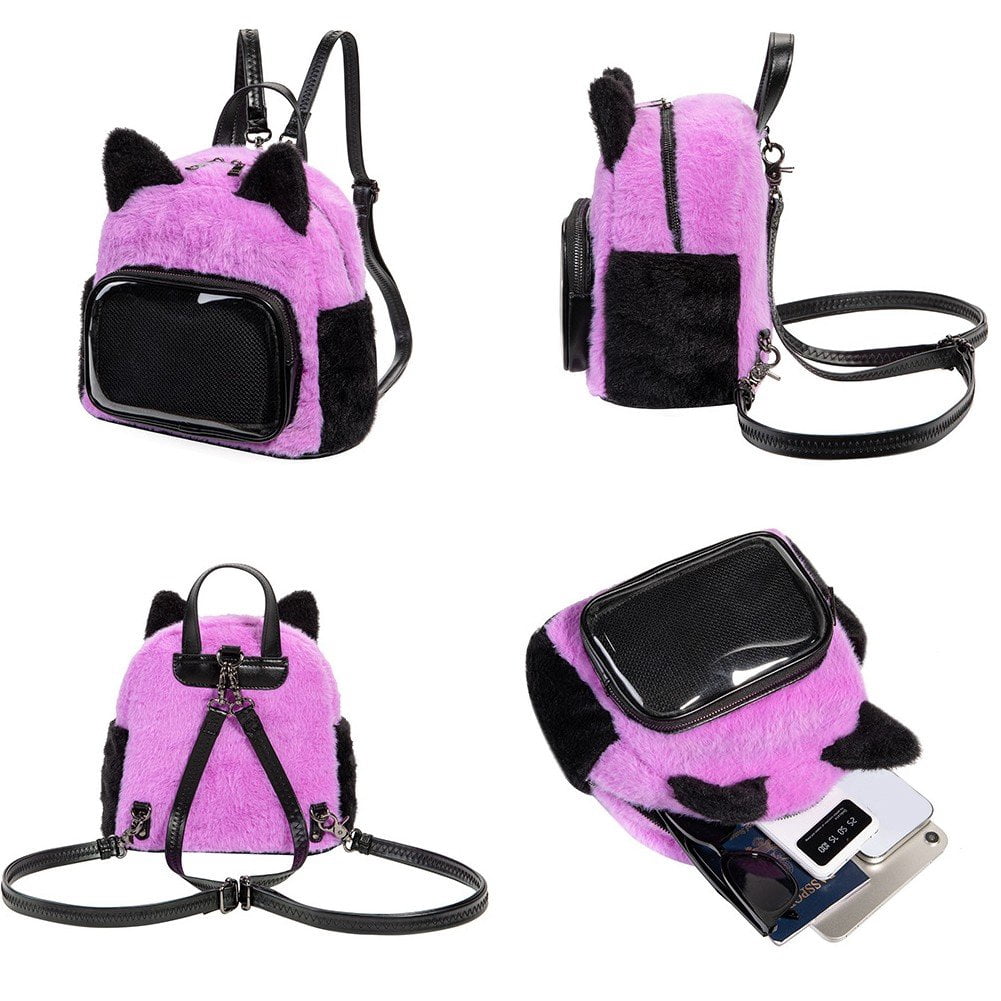Yvsxxv Purple Plush Ita Backpack, Women Pin Display Daily Backpack, 1 Pc