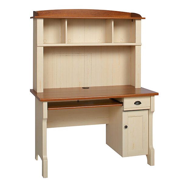 Realspace Shore Mini Solutions Computer Desk With Hutch, Antique White