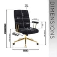 thumbnail image 4 of Office Chairs Textured Boucle Fabric Black and Gold Office Chair, Modern Height Adjustable Desk Chair with Padded Arms,Ergonomic Office Chairs, 4 of 9
