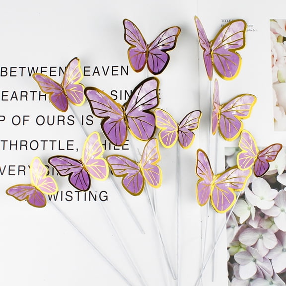 10Pcs/Set Butterfly Cake Toppers Wedding Party Baking Supplies Birthday Cakes