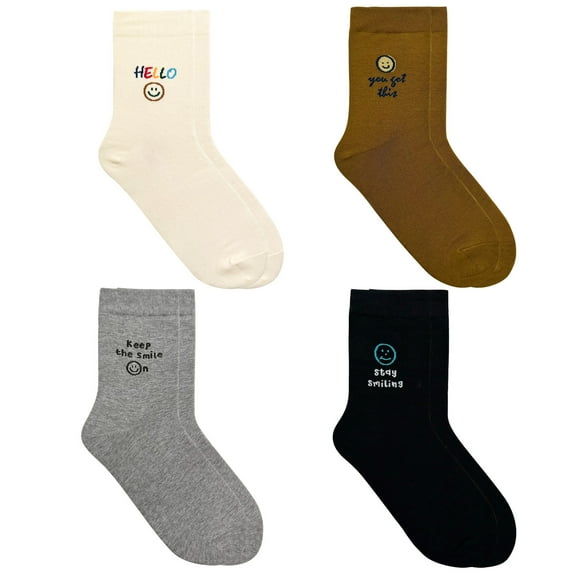 Unisex Crew Smile Mood Socks 4 pairs Set