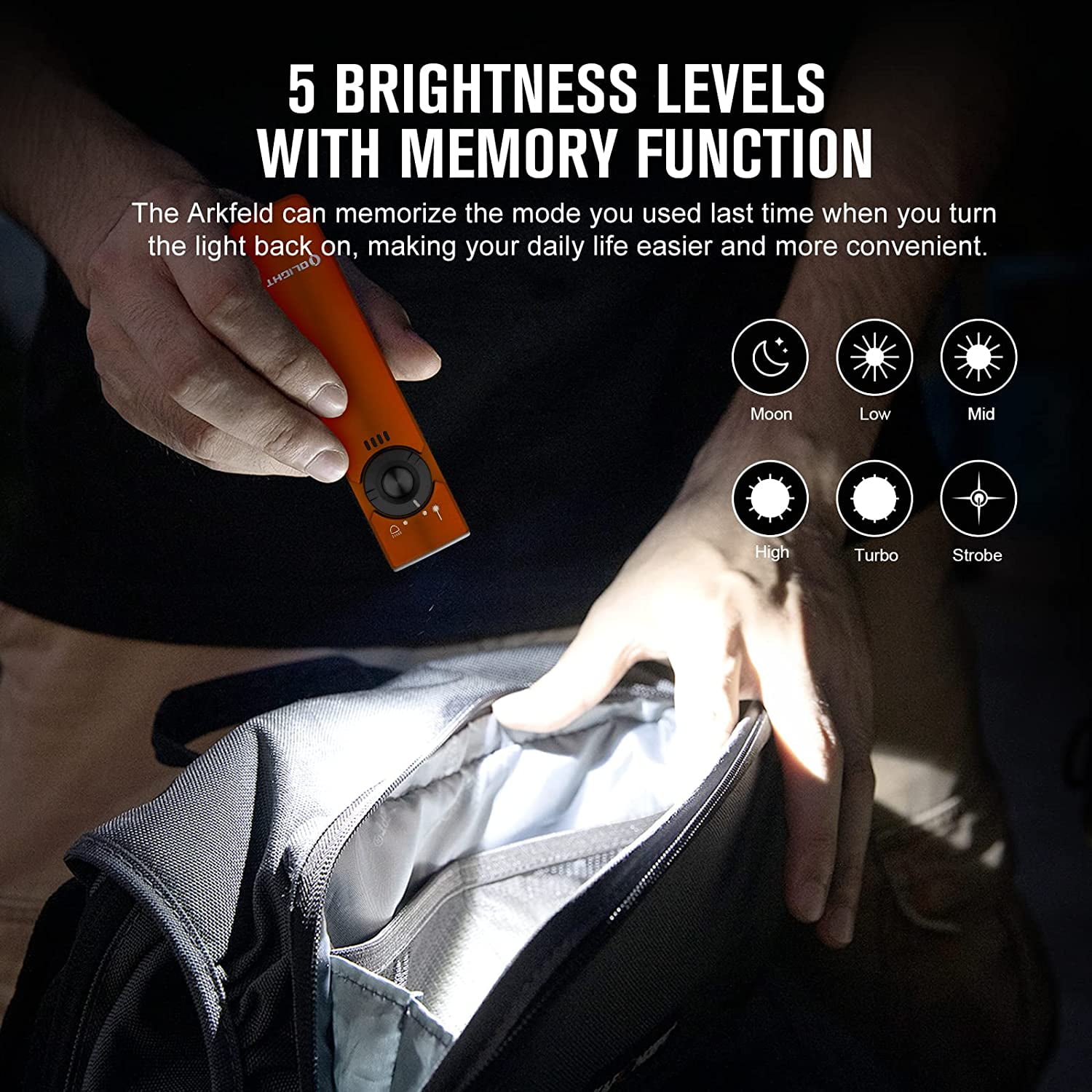 Olight Arkfeld EDC Flat Flashlight, 1000 Lumens LED Light with Green Beam, Rechargeable Battery, Orange