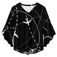 thumbnail image 4 of Airplanes Background With Trajectory Women's V-Neck Blouse With 3/4 Ruffled Bell Sleeves Casual Top Ladies Blouses, 4 of 7