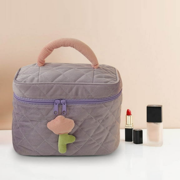 TUTUnaumb Hand In Hand With Cosmetic Bags To Carry Toiletries Storage Box Large Capacity Cosmetic Storage Bag Storage Containers-Purple