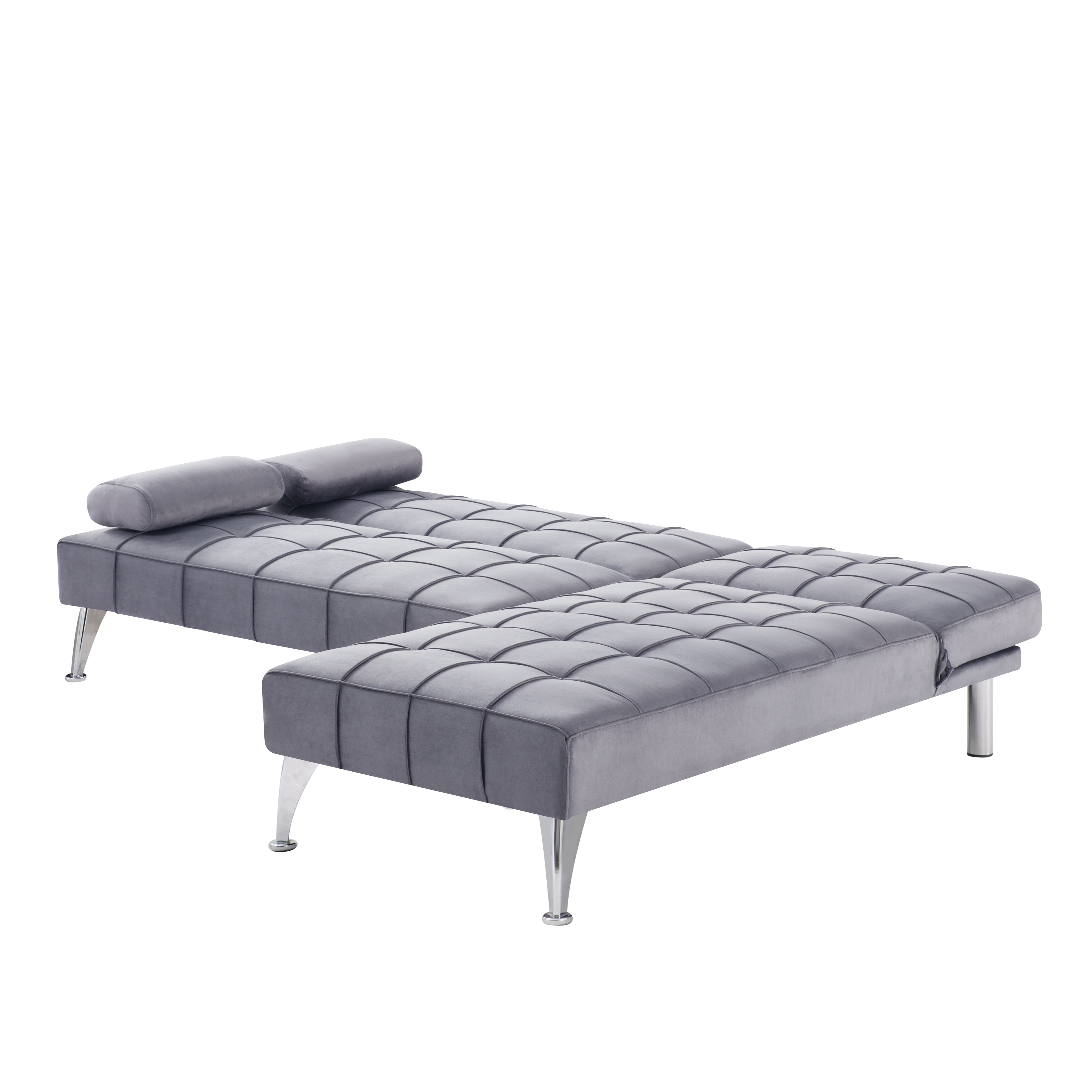 Gewnee 78.35”L-Shaped Convertible Sectional Sleeper Sofa with Chaise,Split Back Futon,3-Position Adjustable Backrest,Sleeper Chair for Living Room,Office,Guest Room.Dark Grey
