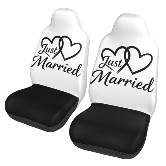 KAKALAD Just Married 03 Car Accessories Seat Covers Set Vehicle Seat Covers Universal Front Seats Protector 2 Pcs