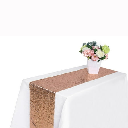 

Yubatuo Sequin Table Runners - 12x70 Inch Glitter Rose Gold Table Runner- Event Party Supplies Fabric Decorations For Holiday Christmas Gift Wedding Birthday