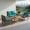 Blue, variant on Kadyn 4-Piece Acacia Wood Outdoor Patio Furniture Set with Turquoise & Gray Cushions – Loveseat, 2 Chairs, and Coffee Table for Garden, Poolside, or Balcony