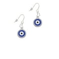 thumbnail image 2 of Silvertone Large Blue Evil Eye with AB Crystal Border Heart French Earrings, 2 of 4