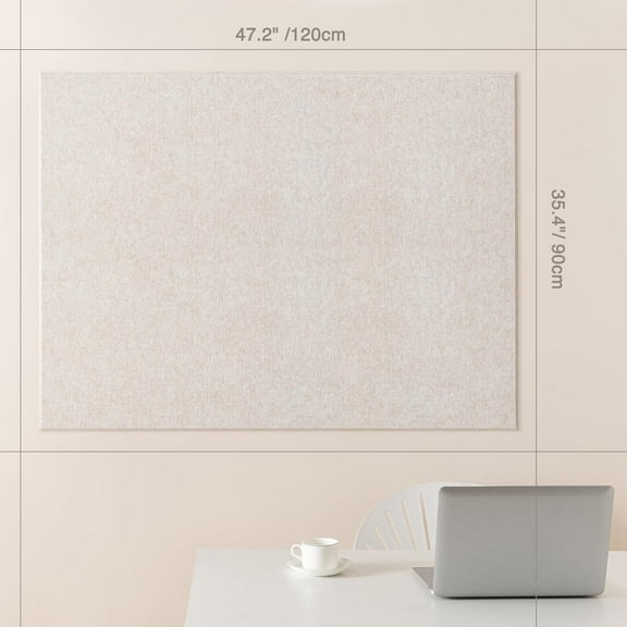 Thickened Bulletin Board - 47 x 35 Inches, Decorative Felt Board Pin Board for Wall - 4' x 3' Foldable Photo Display Board with Self-Adhesive Tape, Includes 20 Push Pins - Oatmeal