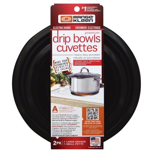 Range Kleen Black Porcelain Drip Pans, 2 Piece