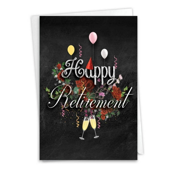 1 Retirement Card with Envelope - Chalk and Roses - C6479CRTG