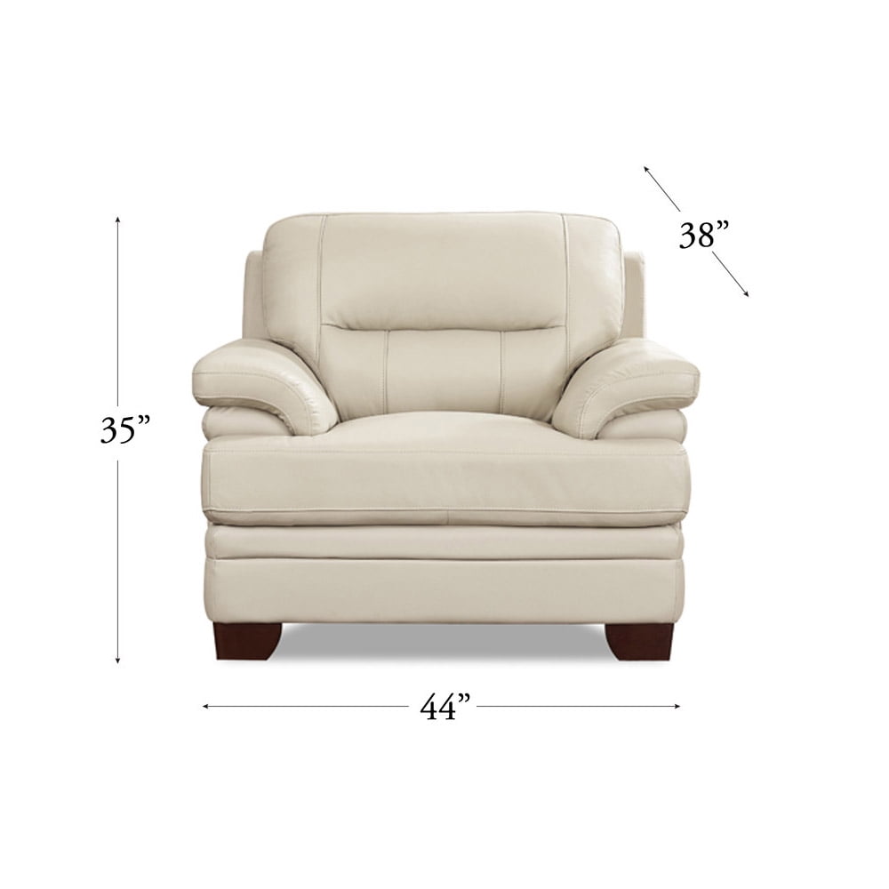 Hydeline Luxor Top Grain Leather Armchair Vanilla White with Tapered Legs Memory Foam and Springs Seating