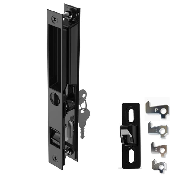 Tirador para puerta corrediza T-HAKEN de 6,6 cm, negro, con llave