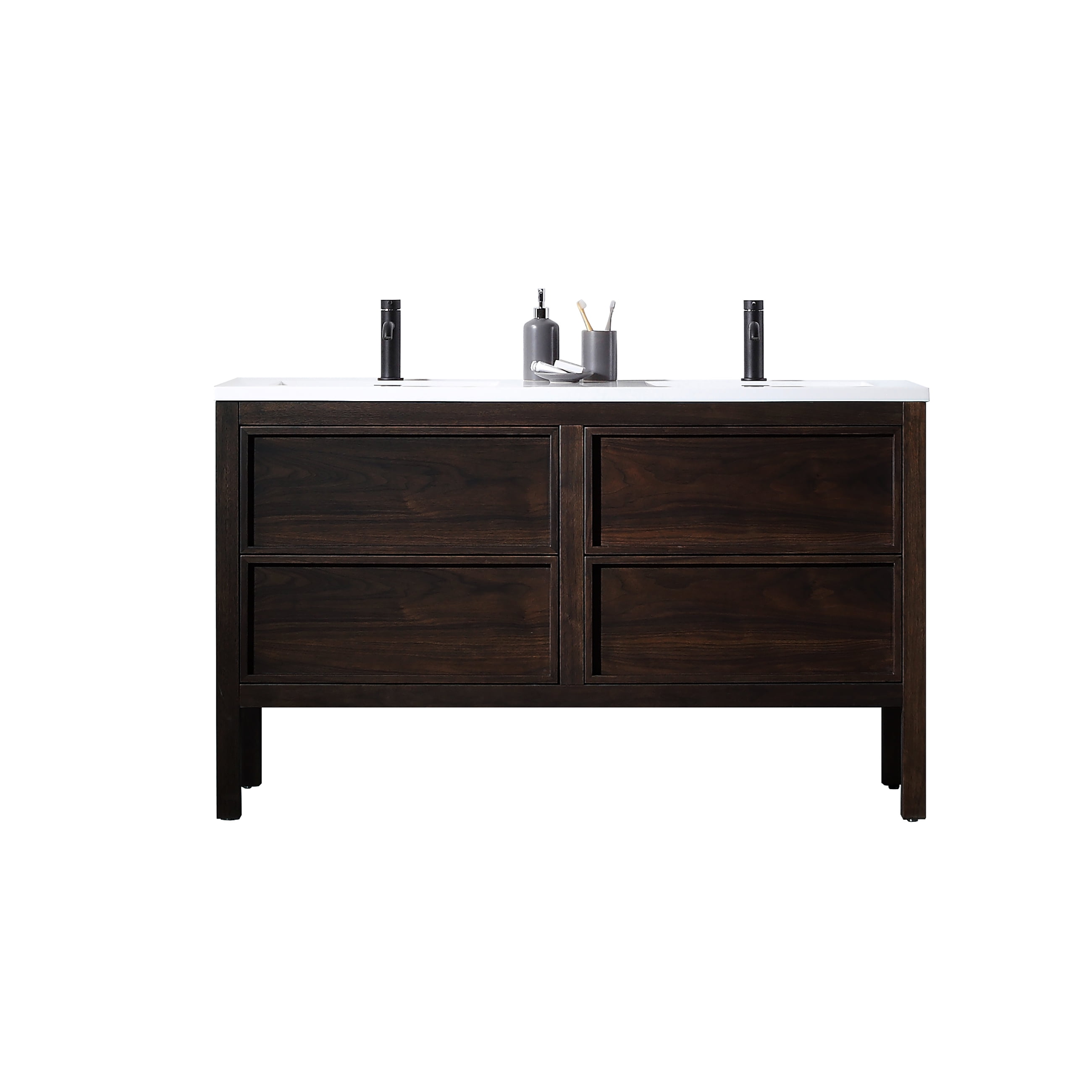 Annecy 55" Dark Walnut Freestanding Bathroom Vanity