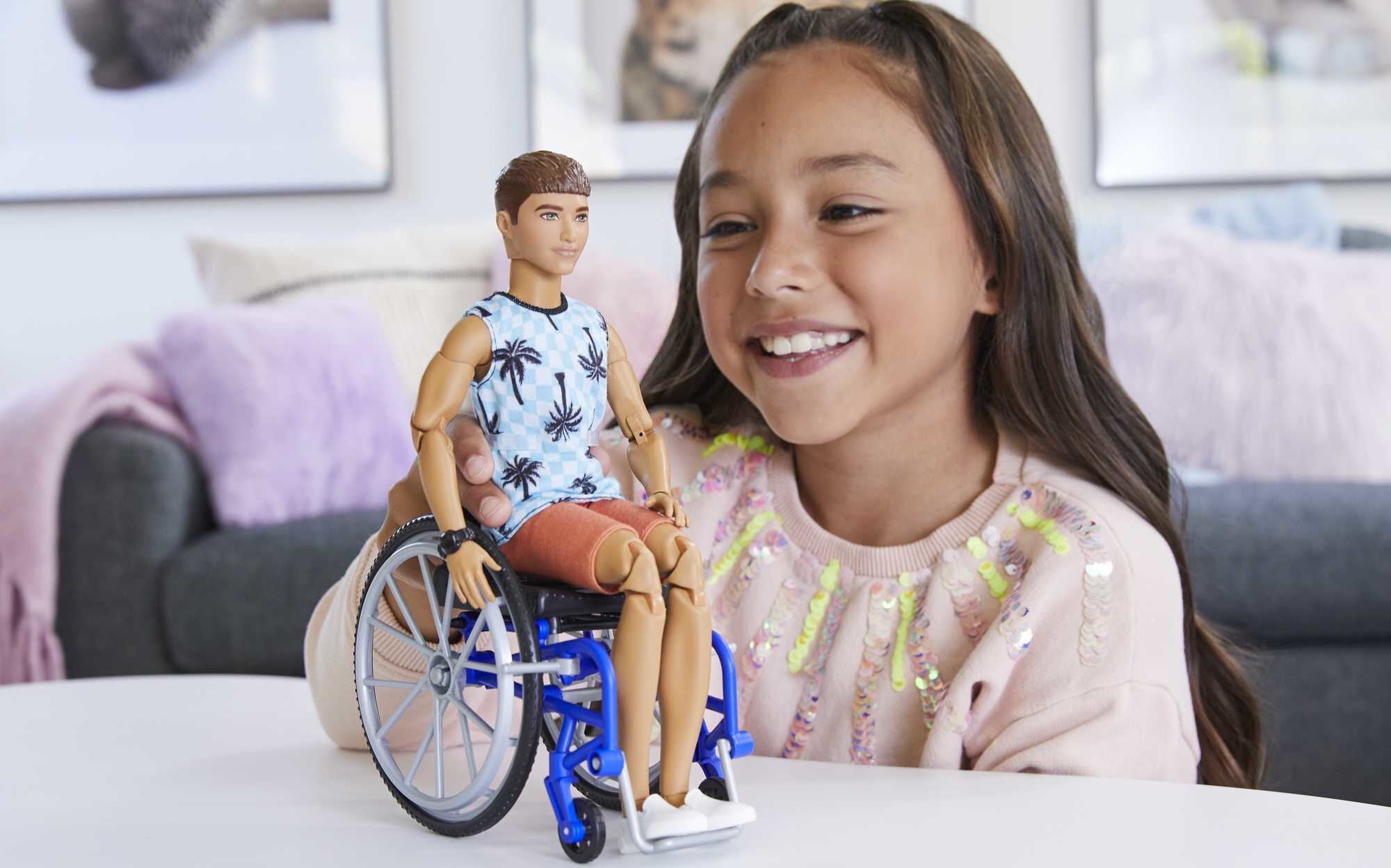 Barbie Ken Fashionistas Doll #195 with Wheelchair and Ramp, Beach Shirt and Accessories