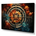 thumbnail image 2 of Designart "Orange Blue Buddhist Art Dharma Wheel" Spiritual Wall Decor, 2 of 5