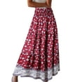 thumbnail image 1 of Gibobby faldas aesthetic Falda Falda Larga Estampado floral Tamaño Verano Boho Arrugas Mujeres Faldas Más Falda de(Rojo， M), 1 of 5