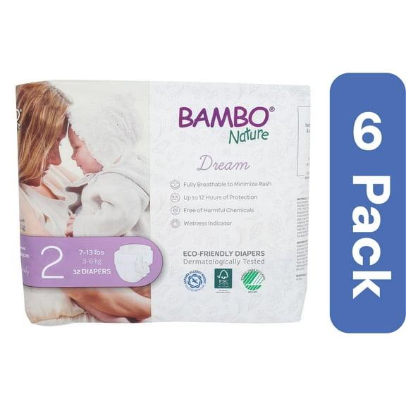 Bambo Nature Diapers Baby Size 2 32 count (Pack of 6)