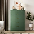 thumbnail image 3 of FURNIWAY 5 Drawer Dresser for Bedroom, Tall Dresser Chest of Drawers with Gold Handles,Wood Storage Dresser with Deep Drawers for Bedroom, Living Rooms, Offices, and Entryways, Green, 3 of 8