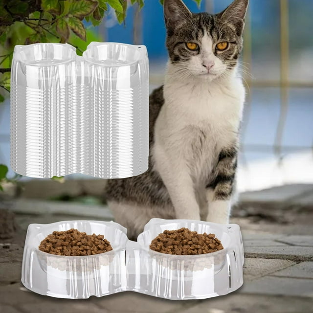 20 cuencos para gatos y perros, fáciles de usar, compactos y fáciles de usar. Cuenco doble 26x14x5cm