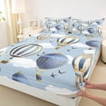 thumbnail image 3 of Homewish Kids Children Hot Air Balloon 4 Pieces Queen Sheet Sets,Cartoon Kawaii Ultra Soft Flat Sheet,Cute Geometric Stripes Queen Fitted Sheet,Luxury Bedroom Decor, 3 of 7