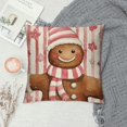 thumbnail image 2 of COMIO Pink Christmas Throw Pillow Covers Cute Smiling Gingerbread Man Pillow Case Pink and White Stripe Pillows Let It Snow Snowflake Decorative Cushion Cover for Winter Home Decor Couch Sofa Bed, 2 of 5
