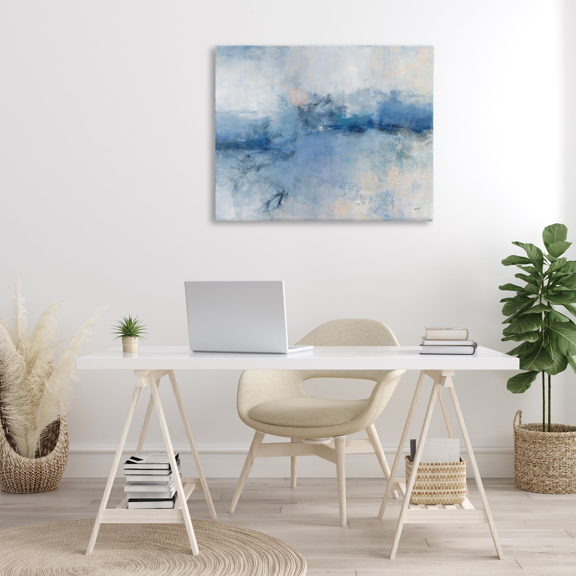 Stupell Industries Blue Seaside Impressions Abstract Painting Wrapped Canvas Art Print Wall Art, 40 x 30