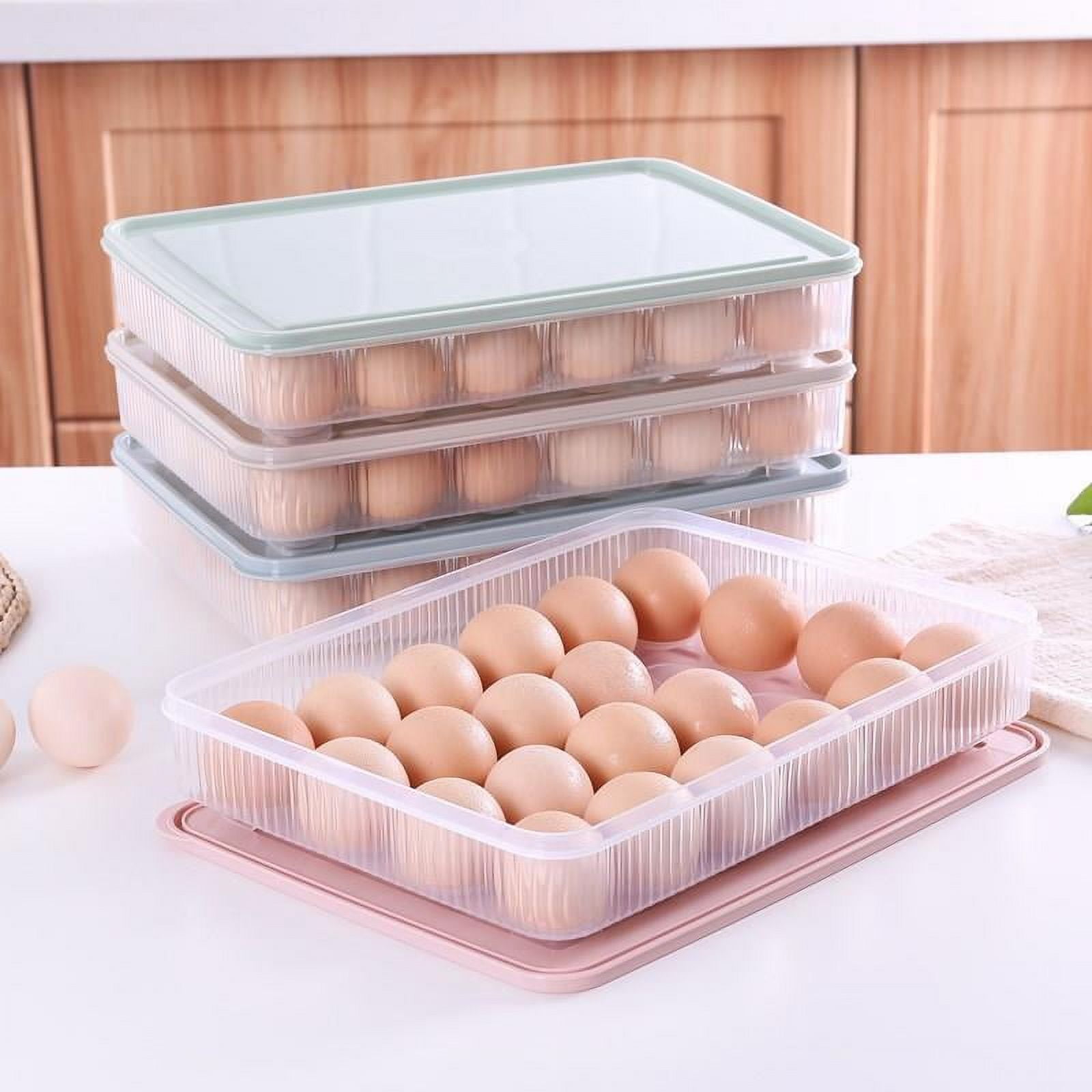 KYAIGUO Refrigerator Egg Storage Box 24 Compartment Egg Tray Container Box Refrigerator Portable Egg Carton(Green)