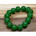 thumbnail image 2 of K-KED Huge 12mm 14mm Natural Green Jade Round Gemstone Beads Elastic Bracelet 7.5''AAA-14 mm, 2 of 6