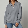 thumbnail image 7 of Oversized Sweatshirts Pullover for Women Zaewscy Women's /Winter Casual Long-Sleeve Hooded Sweatshirt With Zipper And Lapel Collar Gray M, 7 of 7